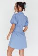 Zurich Pleated Waist Shirt Dress Blue Online