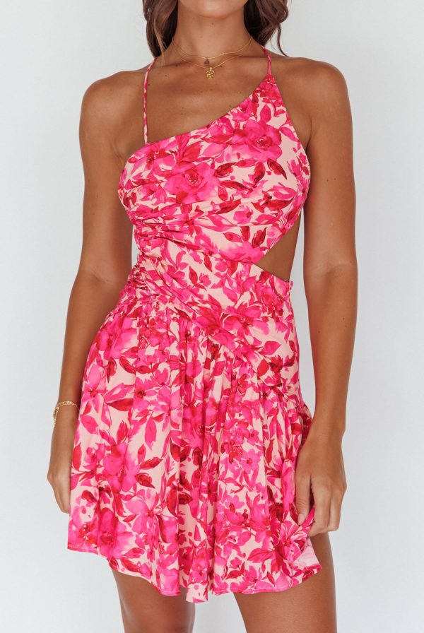 Destination Open Back Mini Dress Floral Pink Online now