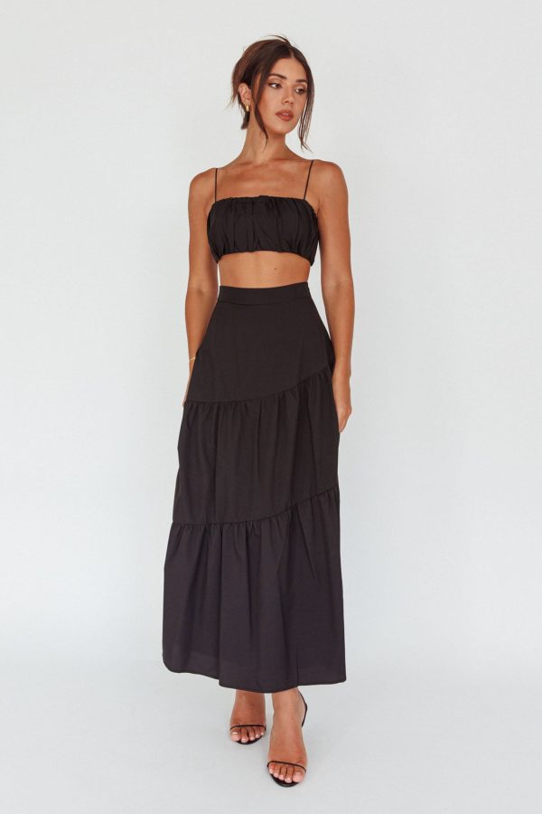 Bondi Gathered Crop Top Black Online