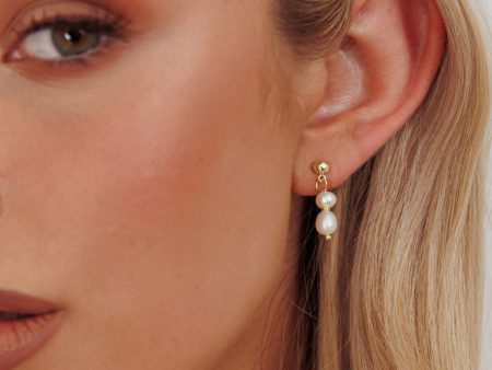 Julia Pearl Drop Earrings Gold Discount