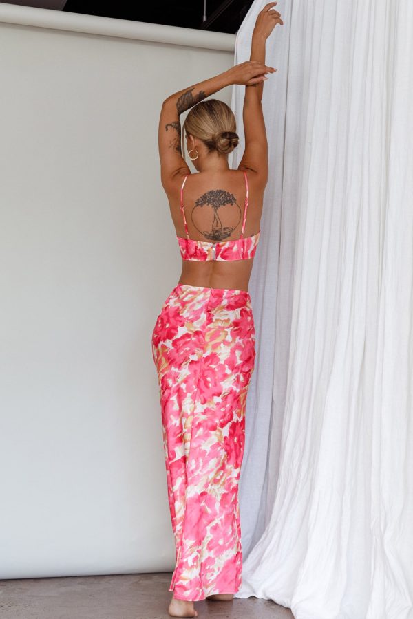 Well Versed Maxi Skirt Abstract Pink Online Sale