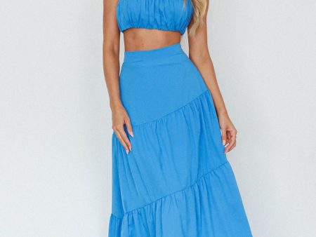 Bondi Waist Tie Maxi Skirt Sapphire Online now