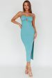 Jelina Gathered Bust Knit Midi Dress Teal Discount