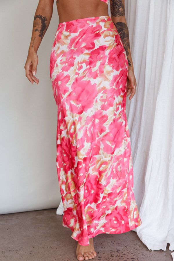 Well Versed Maxi Skirt Abstract Pink Online Sale