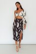 Amina Split Midi Skirt Printed Black Hot on Sale