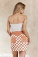 Rewind Zipper Front Mini Skirt Checkered Rust on Sale