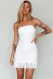 About You Strapless Fringe Mini Dress Sequin White on Sale