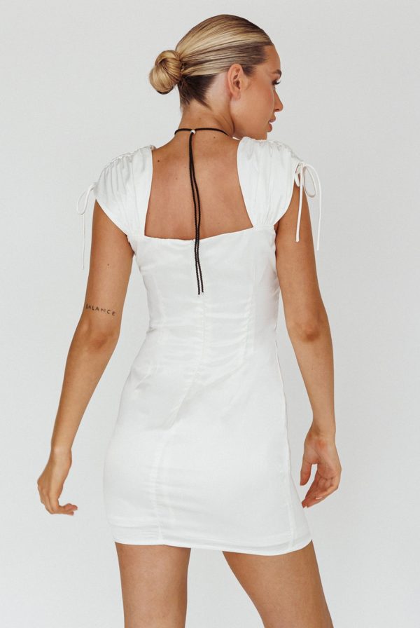 Yris String Tie Detail Mini Dress Off White For Sale