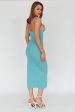 Jelina Gathered Bust Knit Midi Dress Teal Discount