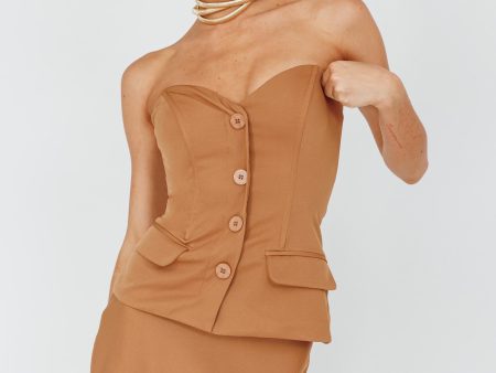 Valencia Strapless Bustier Top Mocha on Sale