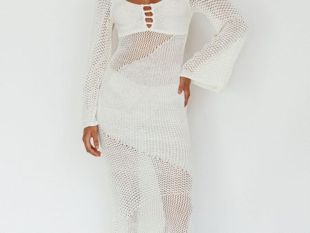 Zizi Long Sleeve Crochet Maxi Dress White Online Hot Sale