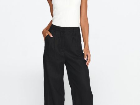 Dodie Straight Leg Trouser Pants Linen Black Online Hot Sale