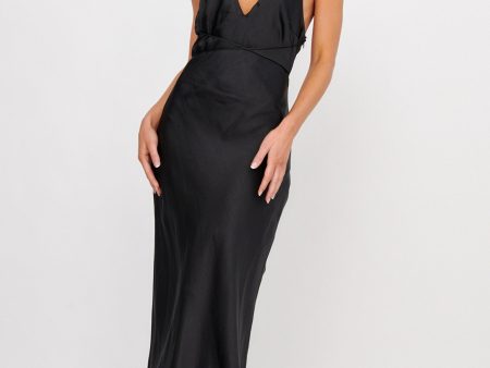 Alenni Halterneck V-Neck Maxi Dress Black For Cheap