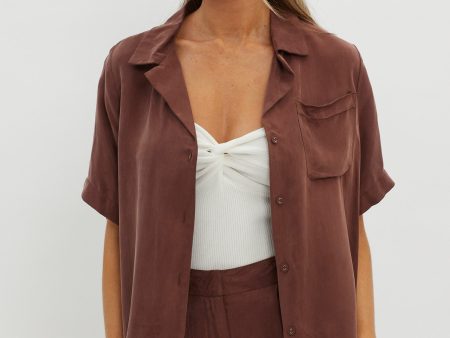 Tessa Button-Up Shirt Choco Online Sale