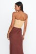 Teagan Strapless Ribbed Knit Top Beige Fashion