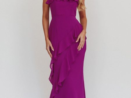 Actual Sunshine Ruffle Trim Maxi Dress Plum For Discount