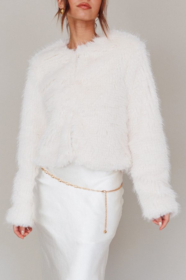 London Day Faux Fur Jacket Cream Sale