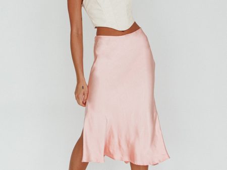 Daze Satin Midi Skirt Pink Online now