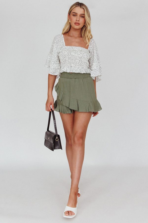 You Got It Tied Ruffle Skort Olive For Discount