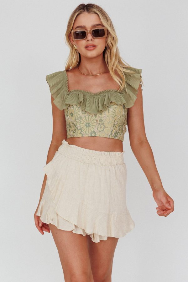 You Got It Tied Ruffle Skort Natural Discount