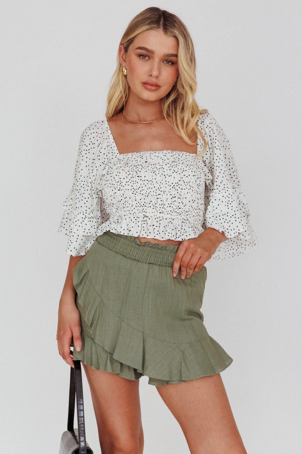 You Got It Tied Ruffle Skort Olive For Discount