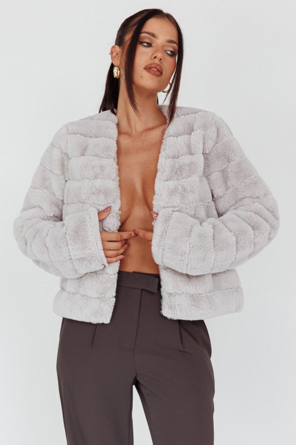 Montana Faux Fur Jacket Light Grey Fashion