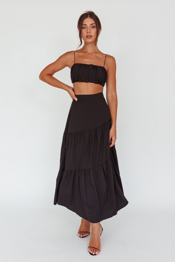 Bondi Gathered Crop Top Black Online