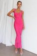 Nadia Ruched Fishtail Maxi Dress Hot Pink For Sale