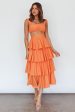 Suenito Tiered Frill Maxi Skirt Orange For Discount