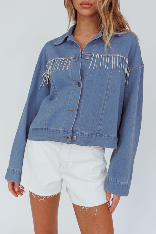 Rodeo Diamante Jacket Washed Blue Supply