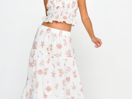 South Bay Maxi Skirt Print Mocha Hot on Sale