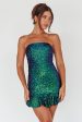 Zoey Strapless Sequin Mini Dress Black Green Sale