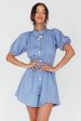 Zurich Pleated Waist Shirt Dress Blue Online