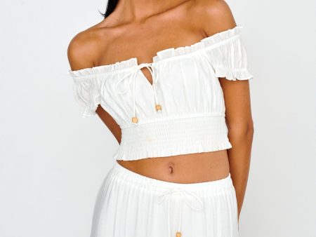 Canyon Cove Puff Sleeve Crop Top White Hot on Sale