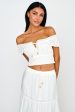 Canyon Cove Puff Sleeve Crop Top White Hot on Sale