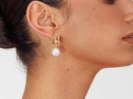 Maia Pearl Diamante Earrings Gold Online now