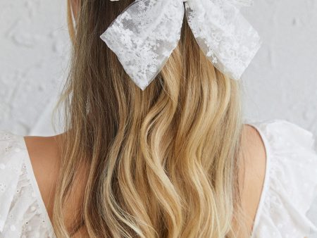 Belle Lace Bow Barrette Clip White For Sale