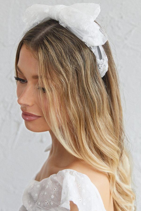 Alice Lace Bow Headband White Online