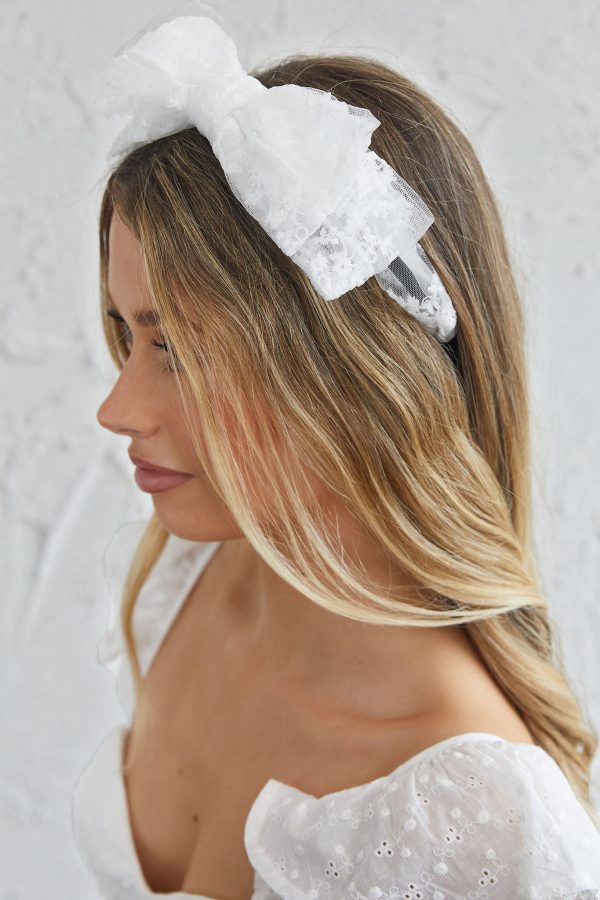 Alice Lace Bow Headband White Online