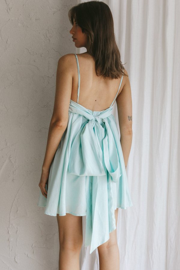 Zhen Bow Tie Back Mini Dress Mint on Sale