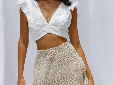 Pura Vida Crochet Mini Skirt Beige on Sale