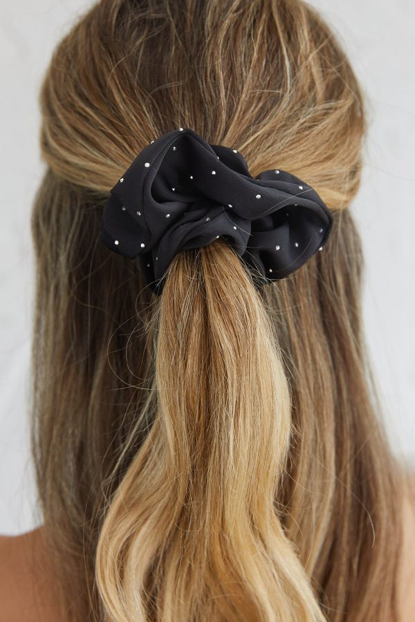 City Lights Embellished Scrunchie Black Online Sale