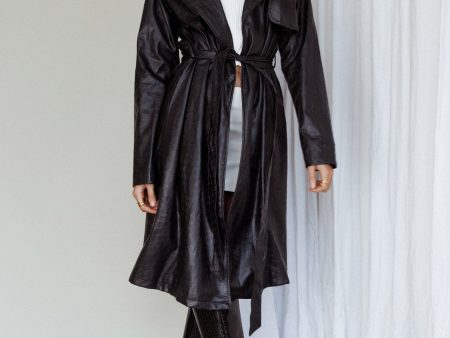 Wilhelmina Long Jacket Embossed Black Cheap