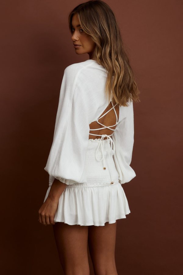 Aubrette Shirred Waist Mini Skirt White Online now