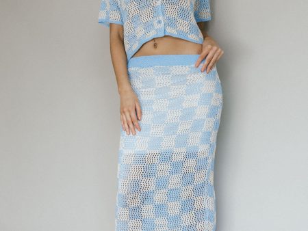 Byron Bay Crochet Maxi Skirt Blue Online Hot Sale