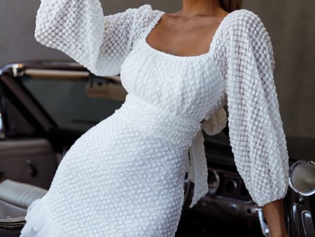 Abby Frill Hem Lace Dress White Supply