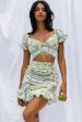 Azure Sky Ruched Mini Skirt Printed Green Fashion