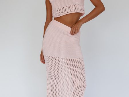 Bayside Crochet Maxi Skirt Pink on Sale