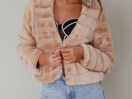 Montana Faux Fur Jacket Camel For Discount