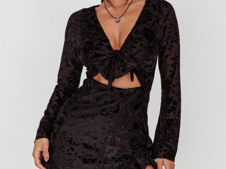 Adri Bust Tie Mini Dress Velvet Floral Black For Cheap